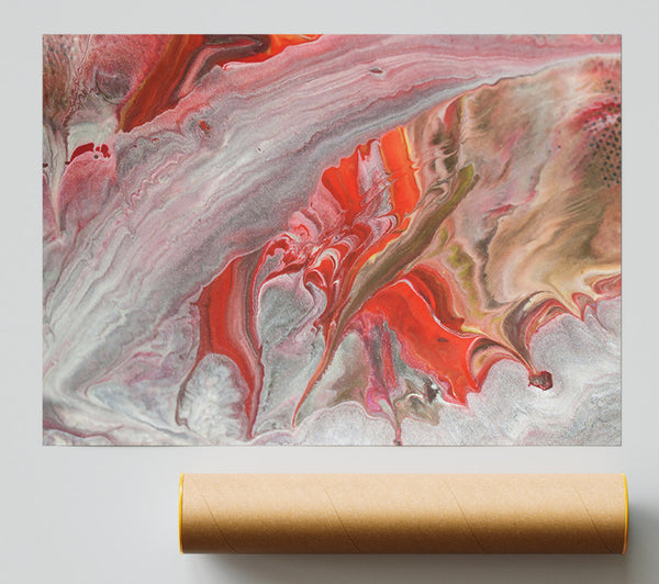Crimson Flowing Forms Poster
