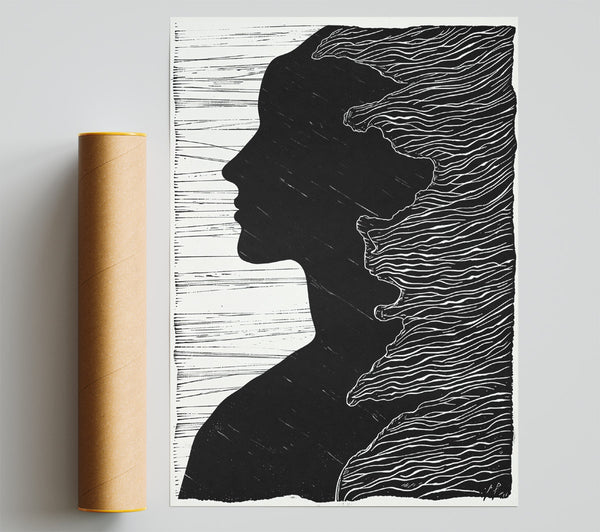 Black & White Waves Poster