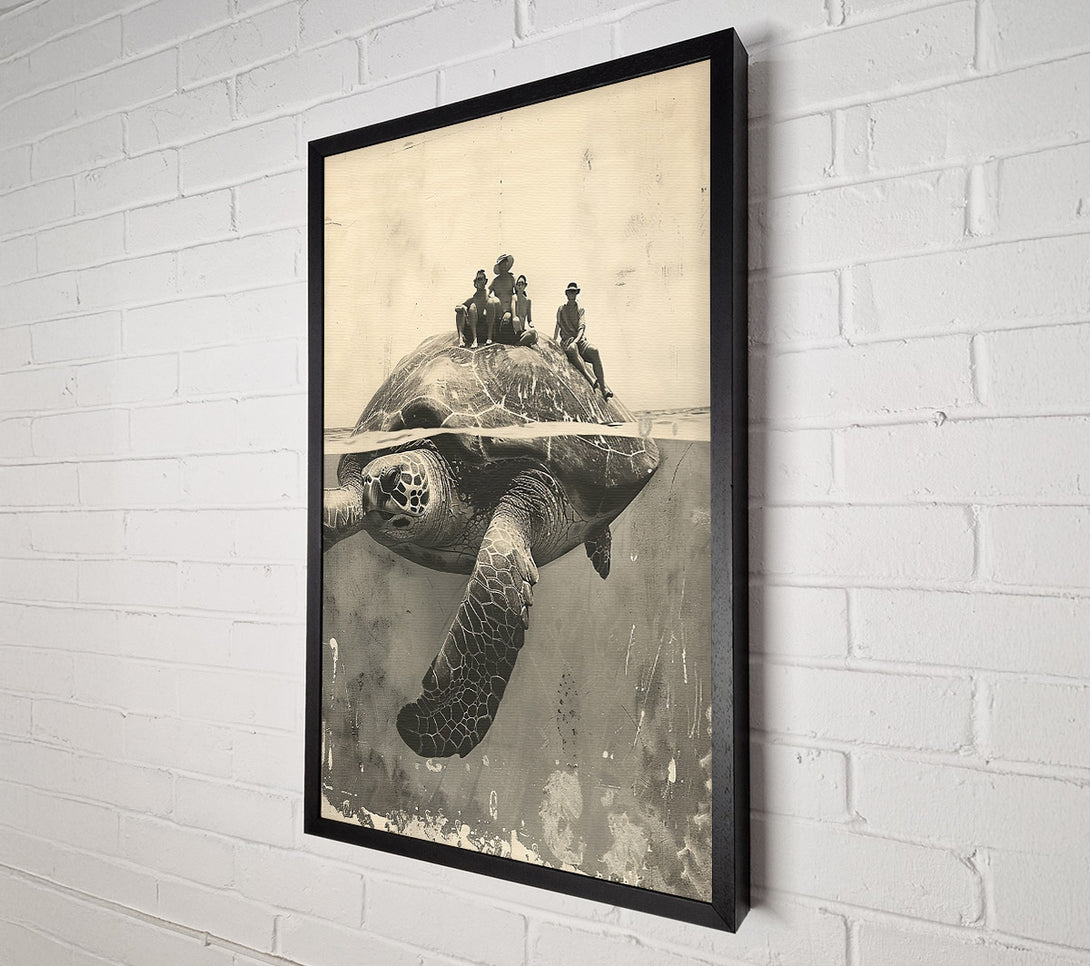  A Canvas Print of Sepia Turtle Riders Canvas Art