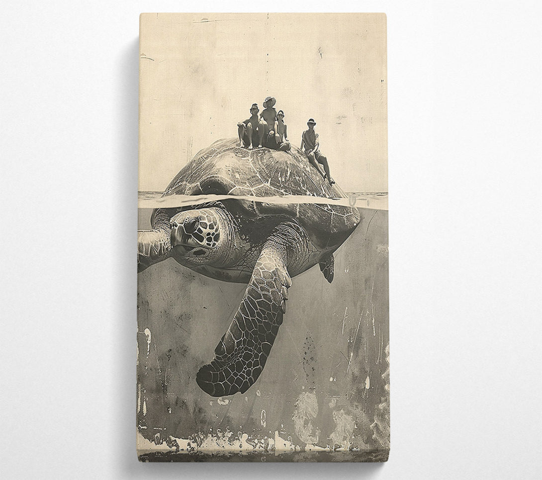  A Canvas Print of Sepia Turtle Riders Canvas Art