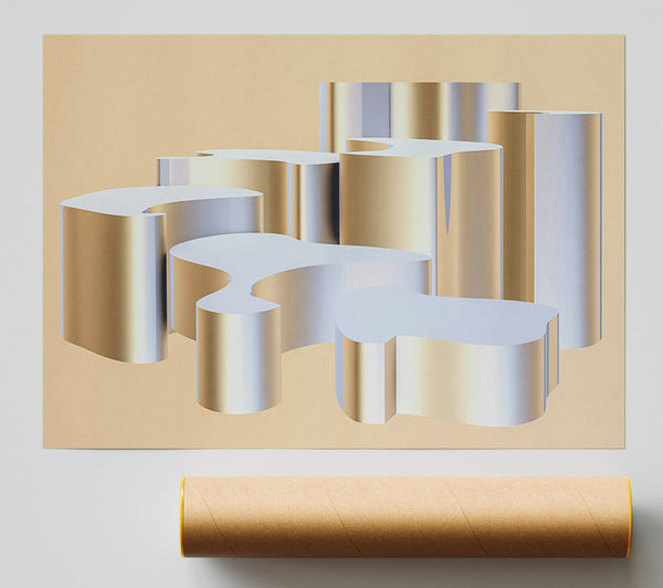 Golden Fluid Forms Poster