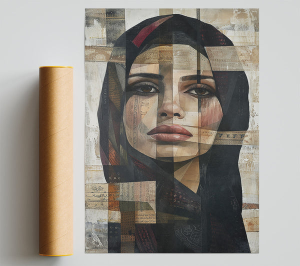 Crimson Veiled Gaze Print