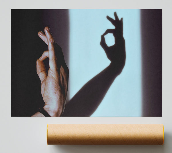 Blue Hand Shadow Print