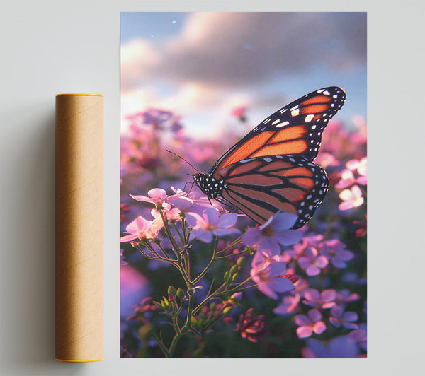 Orange Butterfly Bloom Giclee Print
