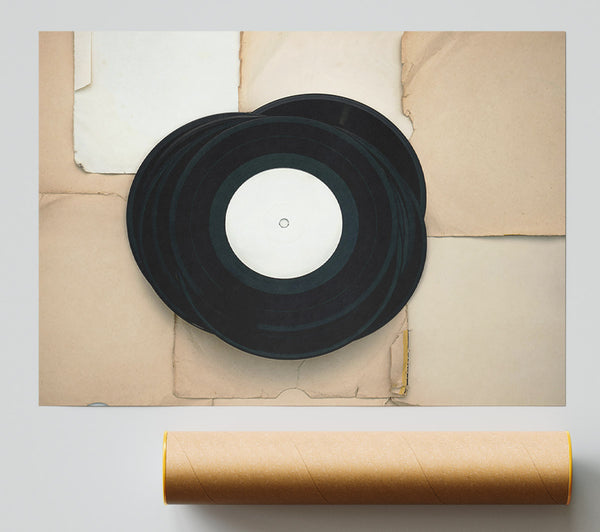 Black Vinyl Stack Giclee Print