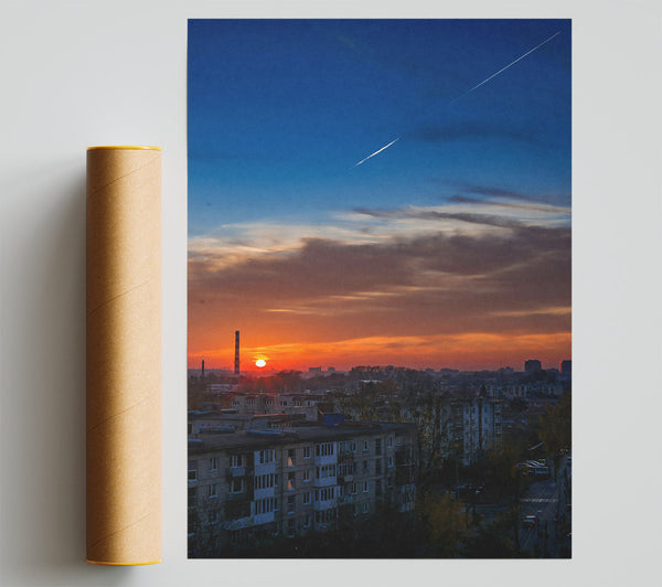 Orange City Sunset Poster