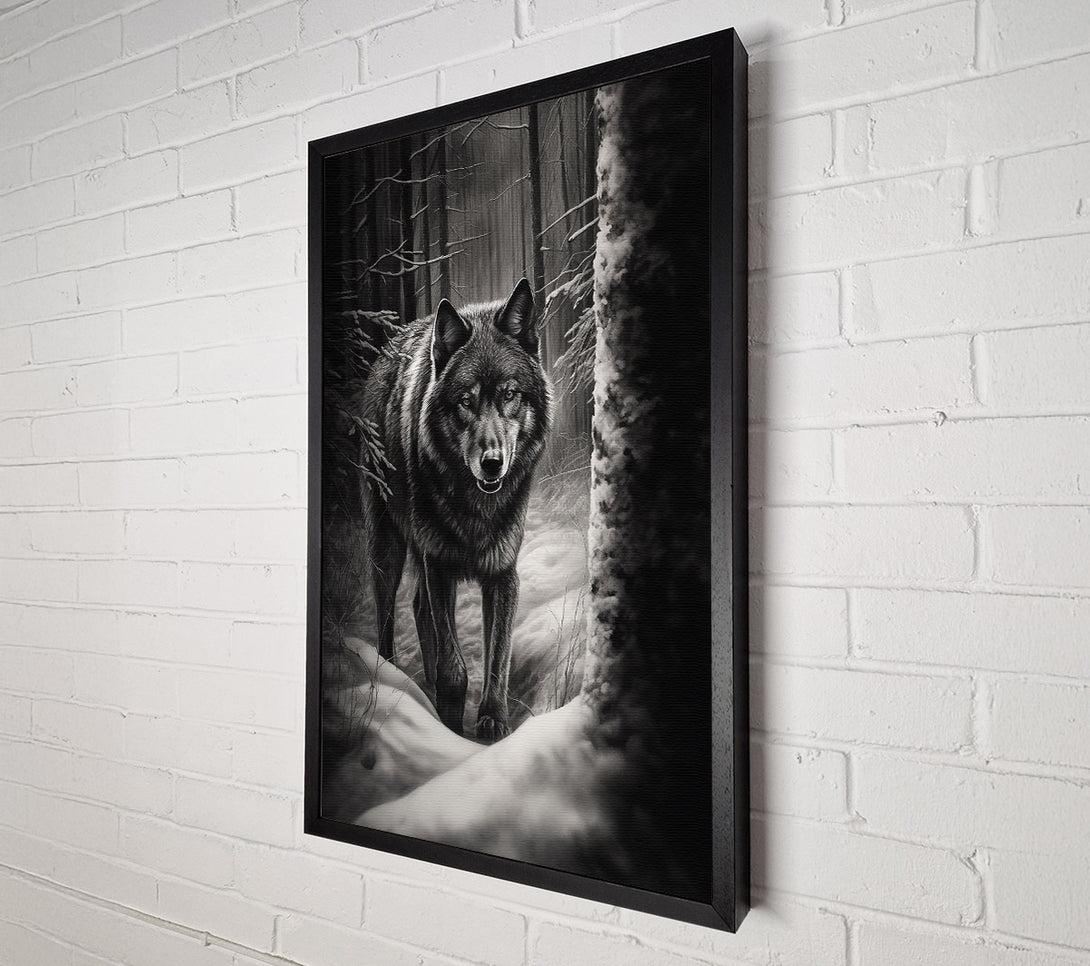  A Canvas Print of Black Wolf In Snow Canvas Art