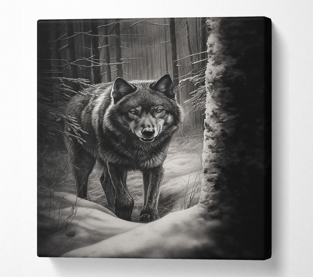  A Canvas Print of Black Wolf In Snow Canvas Art