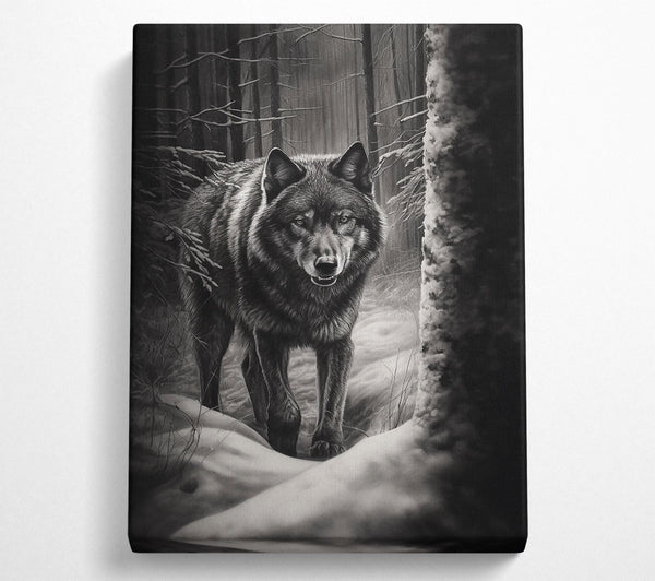  A Canvas Print of Black Wolf In Snow Canvas Art