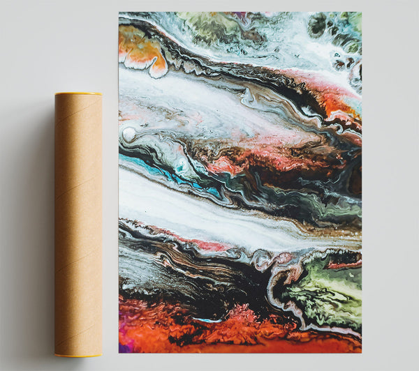 Crimson Cosmic Swirls Print