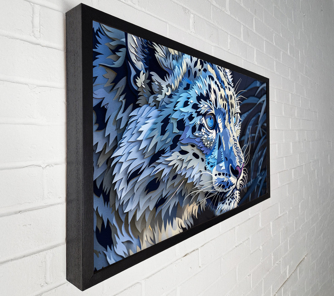  A Canvas Print of Blue Paper Snow Leopard Canvas Wall Art