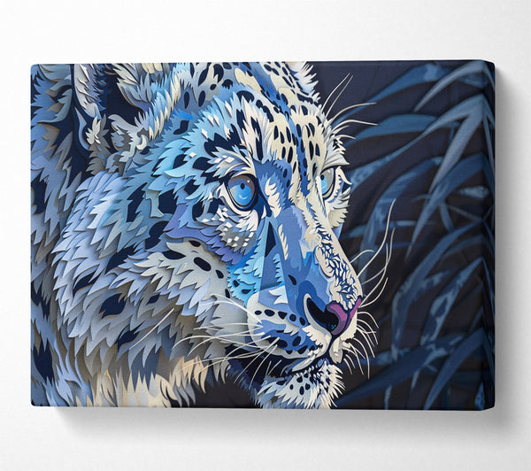  A Canvas Print of Blue Paper Snow Leopard Canvas Wall Art