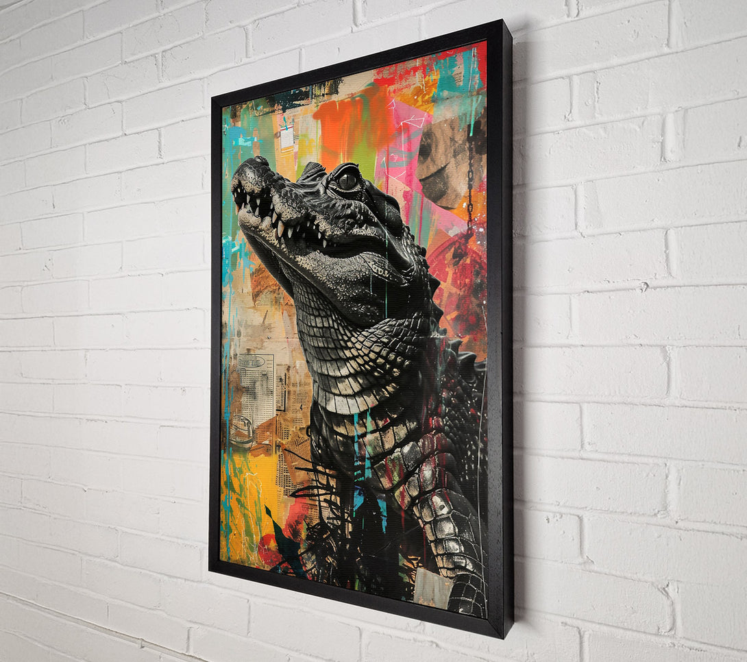  A Canvas Print of Black Gator Graffiti Canvas Art