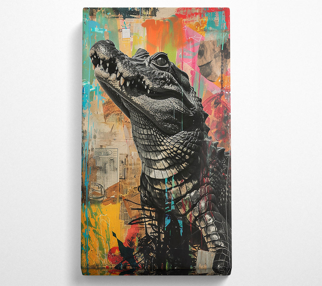  A Canvas Print of Black Gator Graffiti Canvas Art