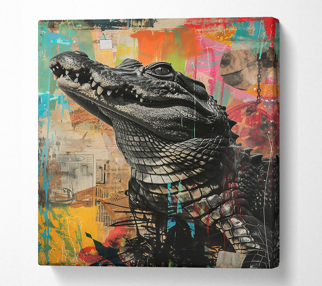  A Canvas Print of Black Gator Graffiti Canvas Art
