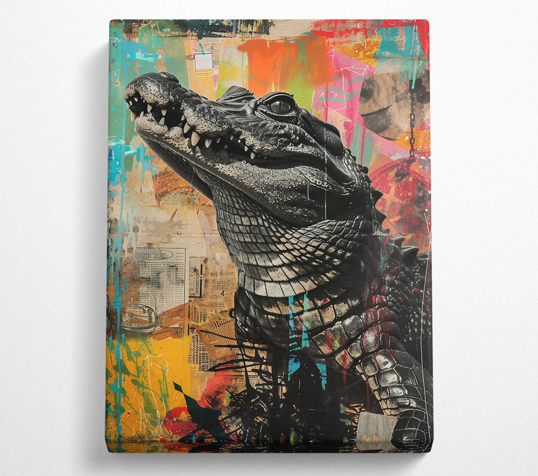  A Canvas Print of Black Gator Graffiti Canvas Art