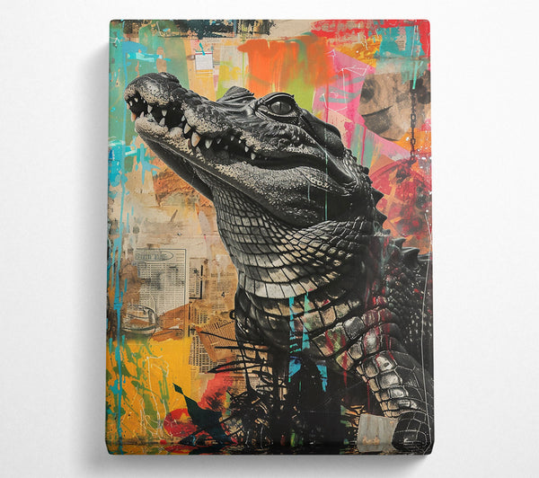  A Canvas Print of Black Gator Graffiti Canvas Art