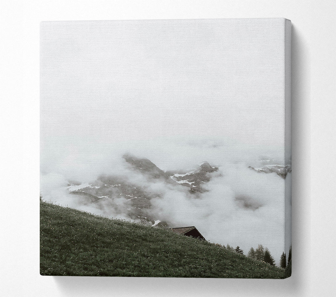  A Canvas Print of Green Peaks In Fog Canvas Print
