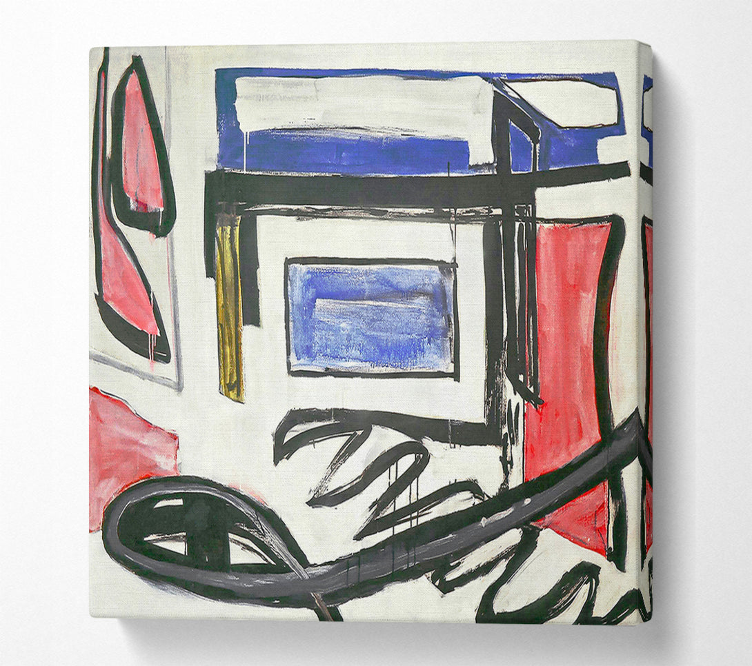  A Canvas Print of Blue Shapes And Lines Canvas Print