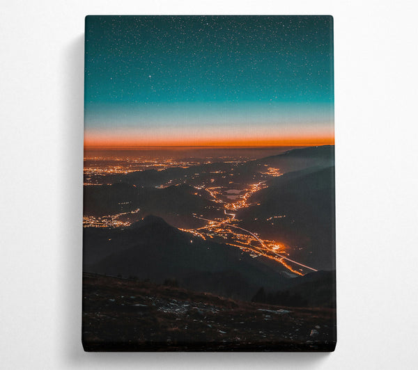  A Canvas Print of Teal City Lights Canvas Art