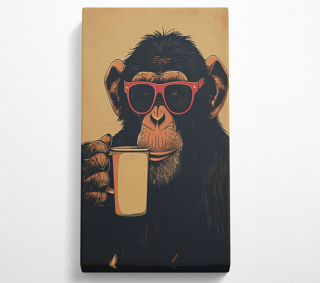  A Canvas Print of Chimp Coffee Glasses Canvas Wall Art