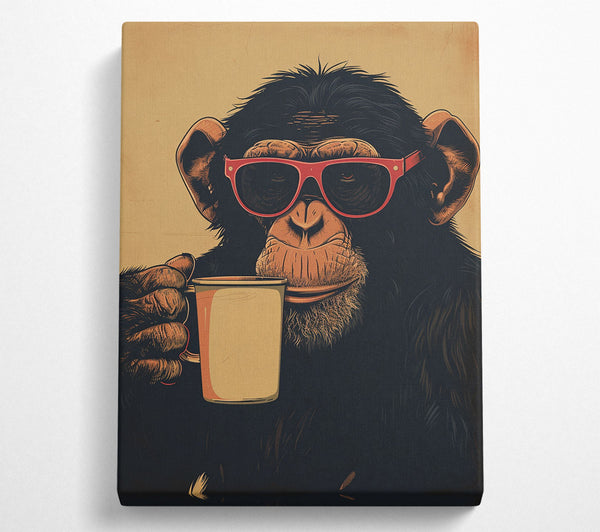  A Canvas Print of Chimp Coffee Glasses Canvas Wall Art