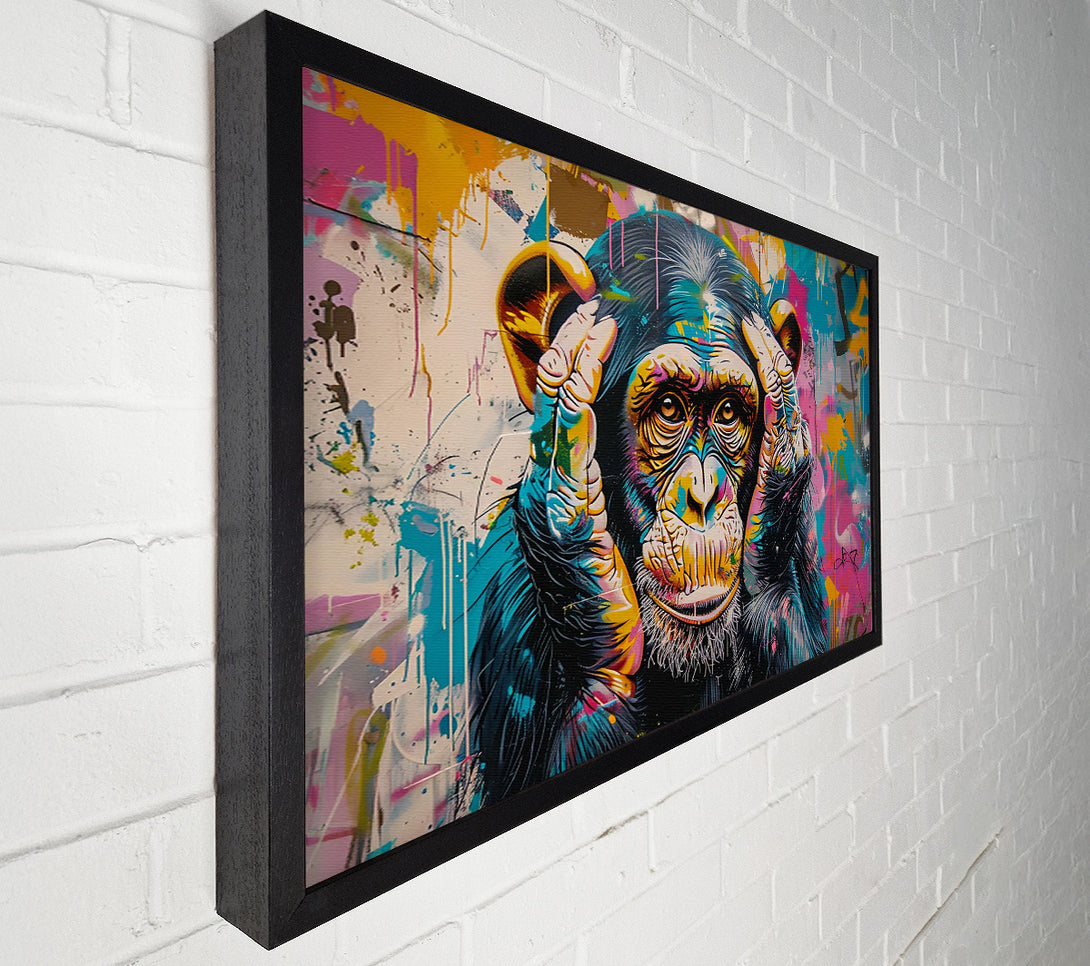  A Canvas Print of Blue Monkey Silence Canvas Wall Art