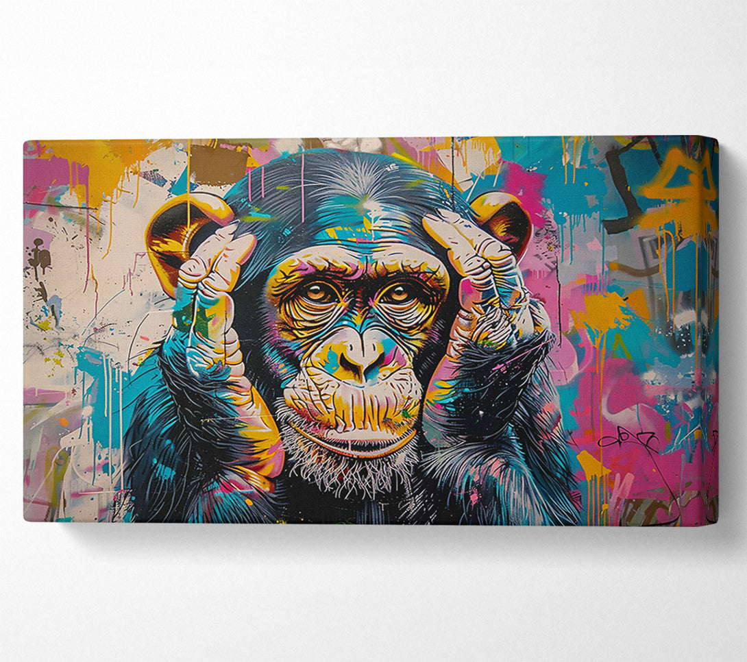 A Canvas Print of Blue Monkey Silence Canvas Wall Art