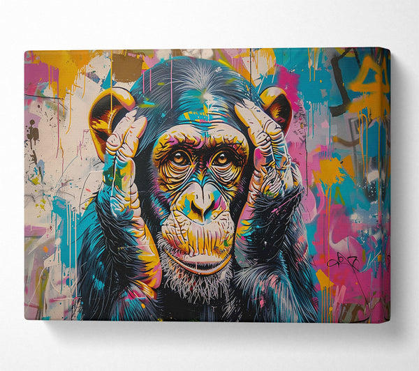  A Canvas Print of Blue Monkey Silence Canvas Wall Art