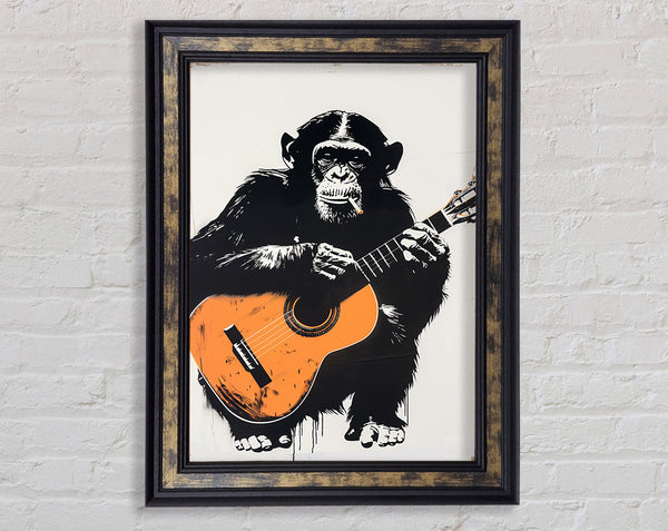 Chimp Guitar Framed Print