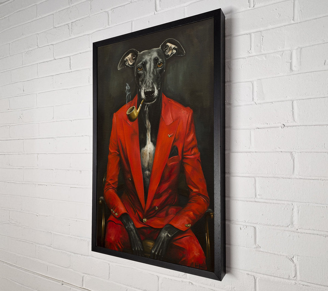  A Canvas Print of Crimson Canine Connoisseur Canvas Art