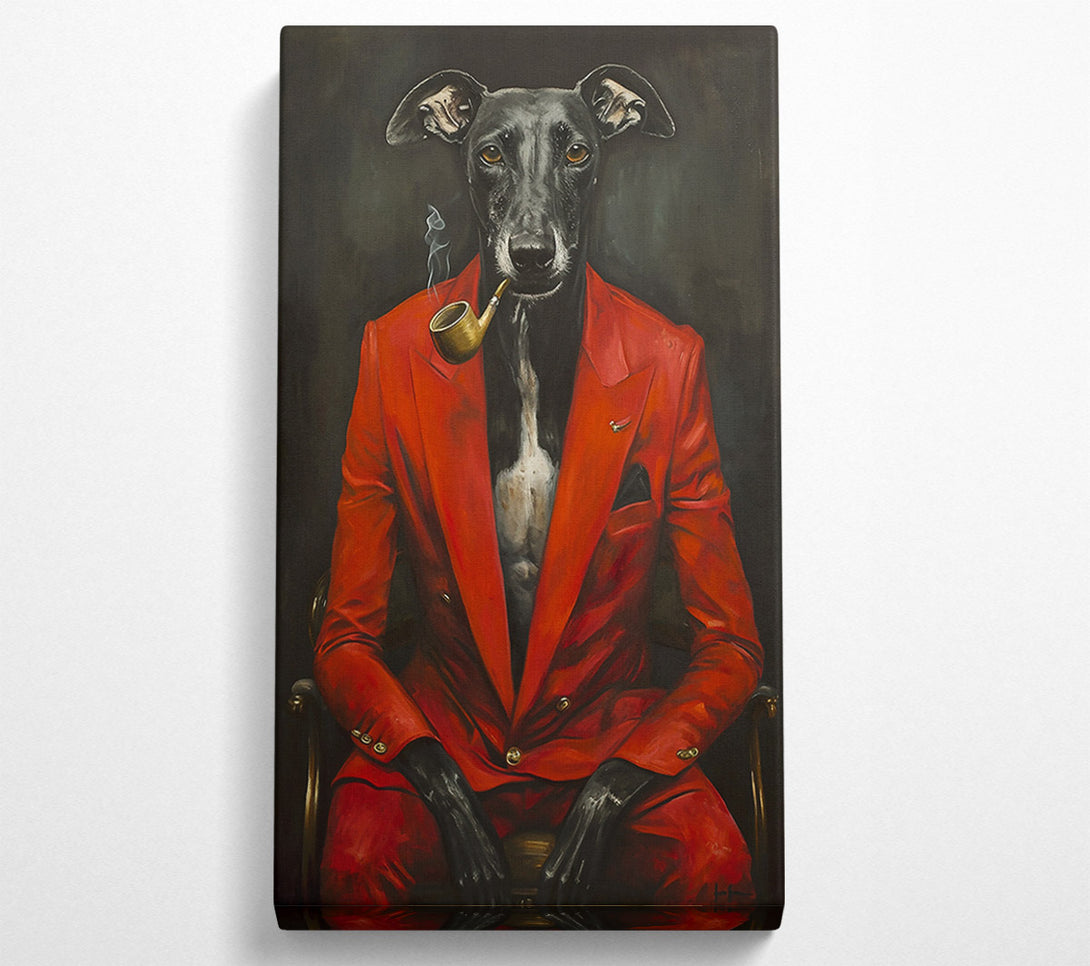  A Canvas Print of Crimson Canine Connoisseur Canvas Art