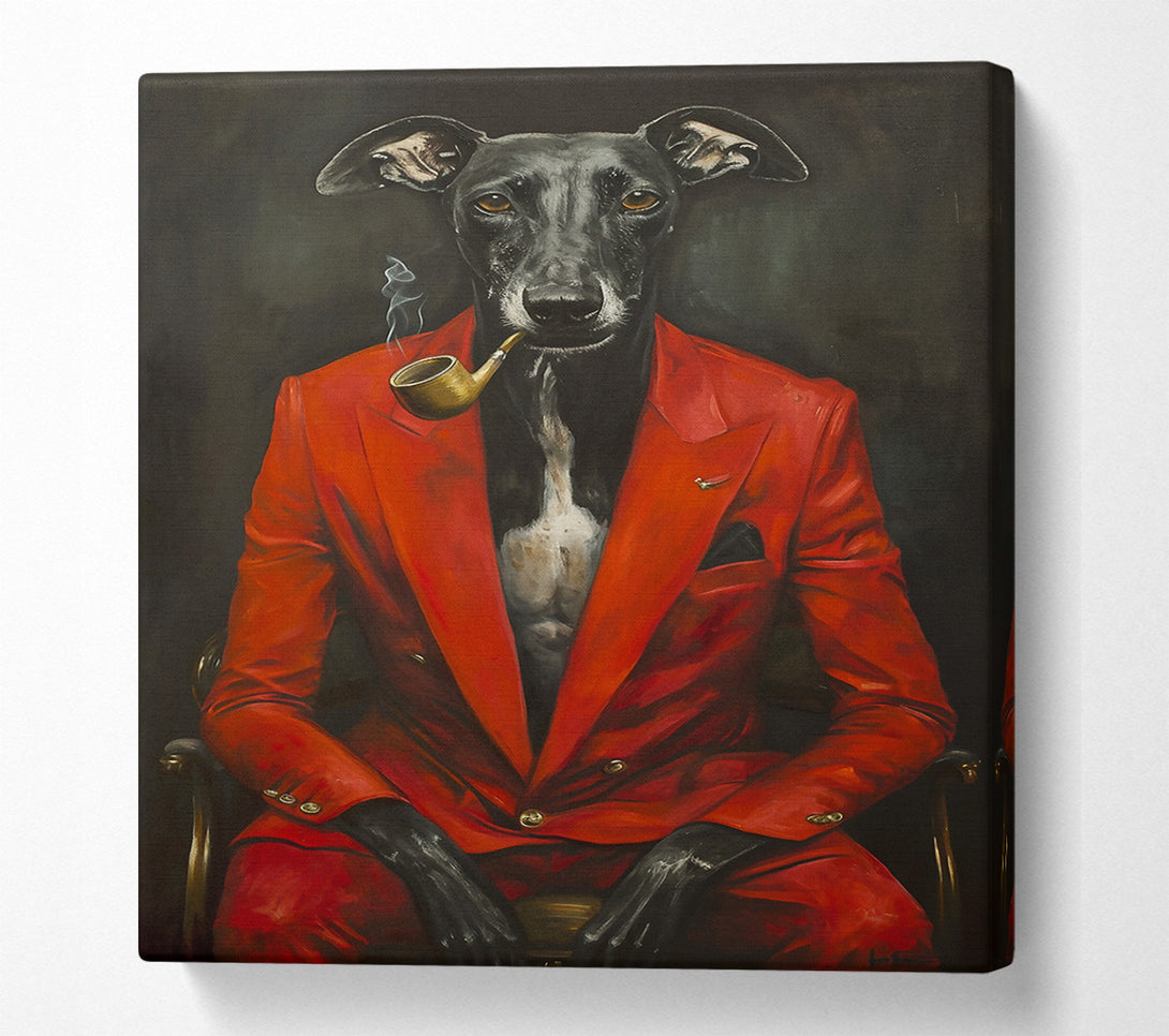  A Canvas Print of Crimson Canine Connoisseur Canvas Art