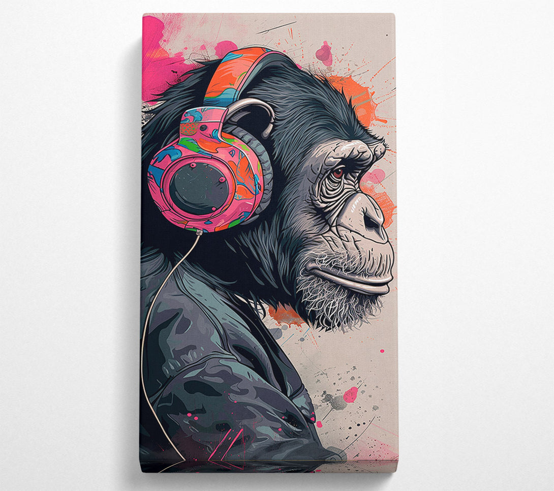  A Canvas Print of Chimp Headphones Music Canvas Print