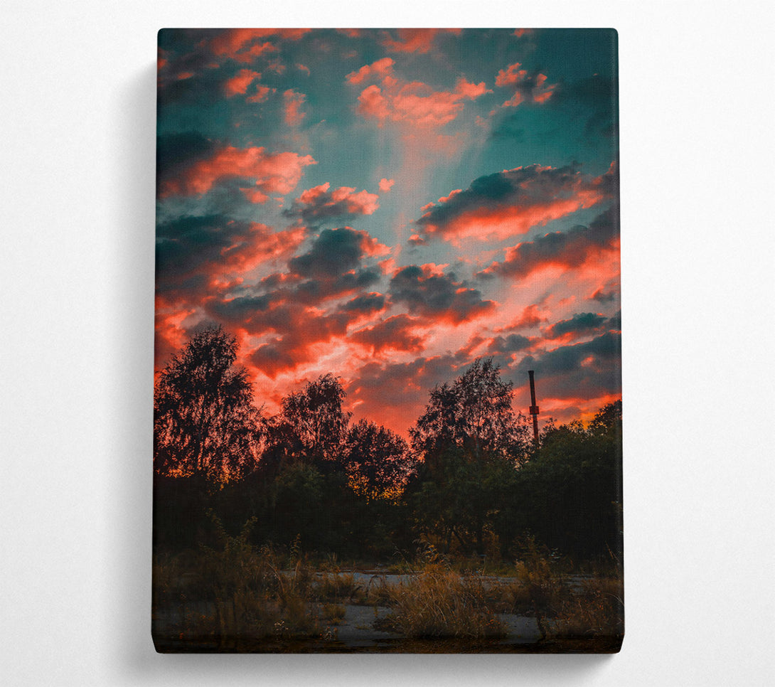  A Canvas Print of Crimson Sky Silhouette Canvas Print