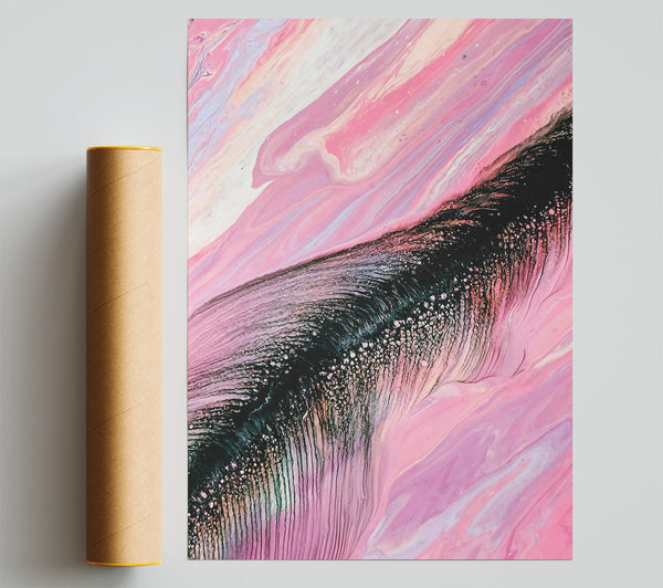 Pink And Black Waterfall Print