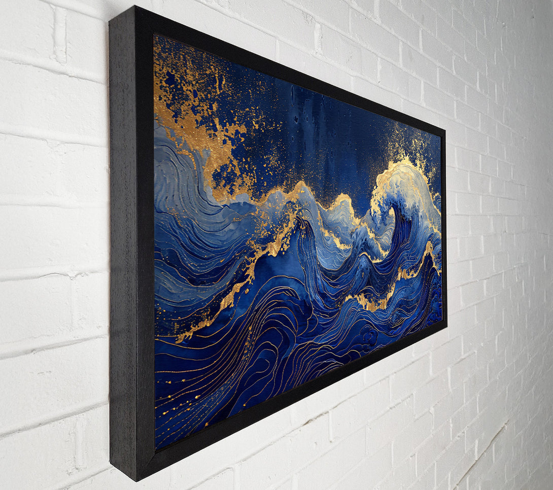  A Canvas Print of Azure Waves Of Gold Canvas Art