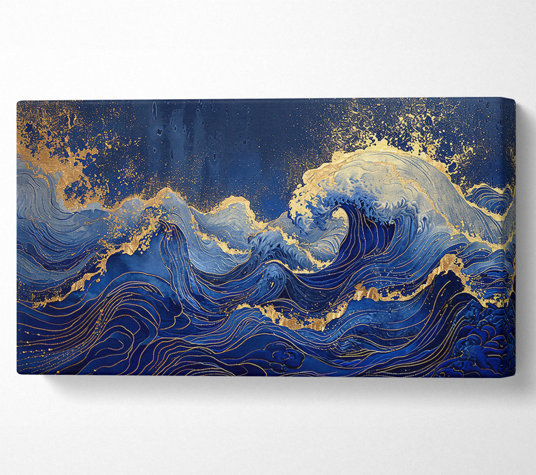  A Canvas Print of Azure Waves Of Gold Canvas Art