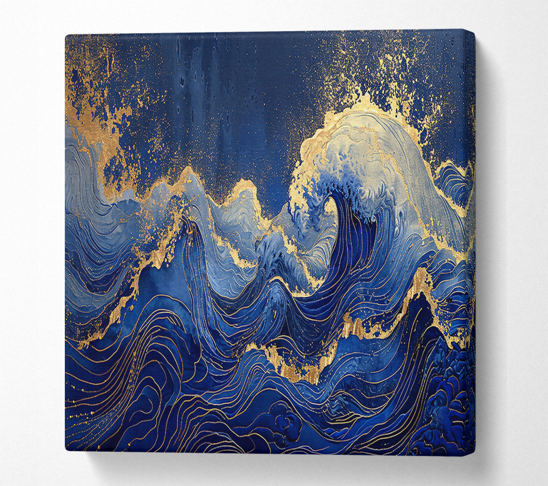  A Canvas Print of Azure Waves Of Gold Canvas Art