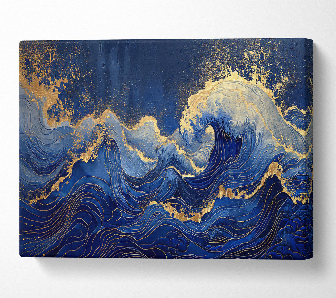  A Canvas Print of Azure Waves Of Gold Canvas Art