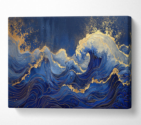  A Canvas Print of Azure Waves Of Gold Canvas Art
