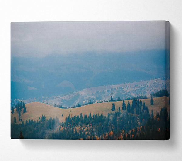  A Canvas Print of Blue Mist Over Hills Canvas Print