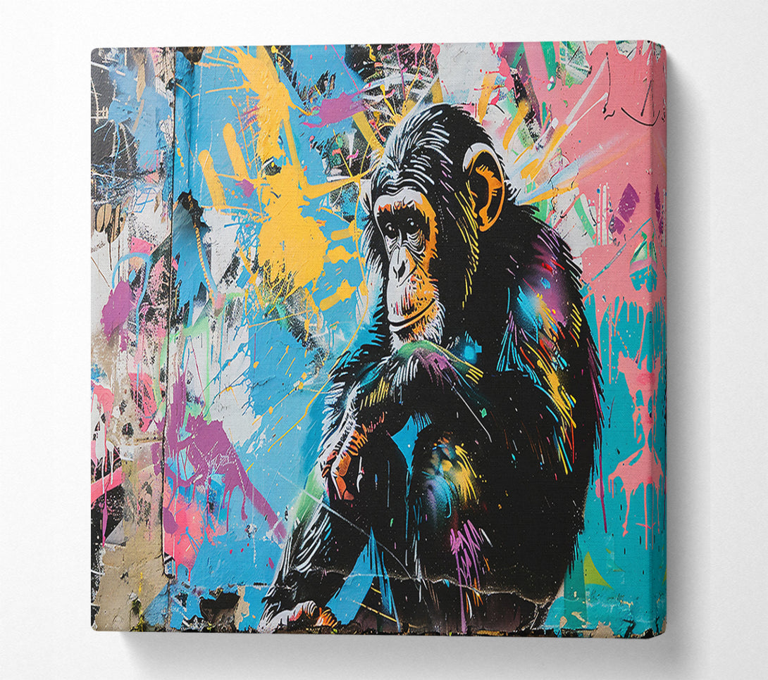  A Canvas Print of Blue Chimp Reflection Canvas Print