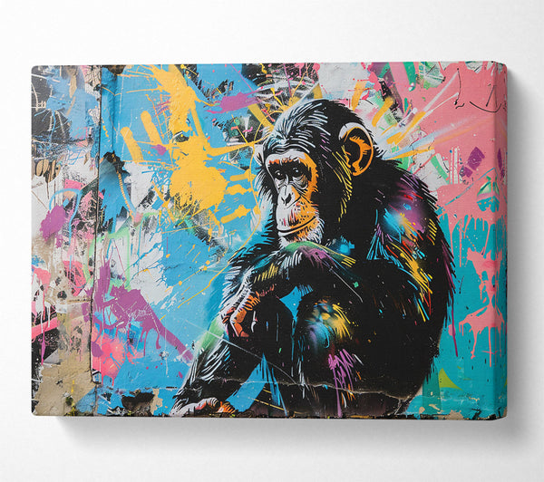 A Canvas Print of Blue Chimp Reflection Canvas Print