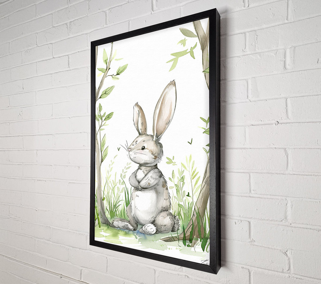  A Canvas Print of Grey Bunny In Woods Canvas Art