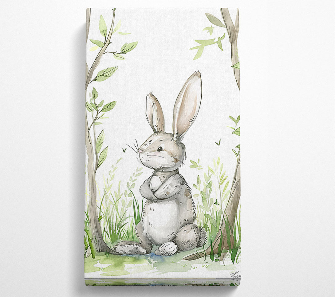  A Canvas Print of Grey Bunny In Woods Canvas Art