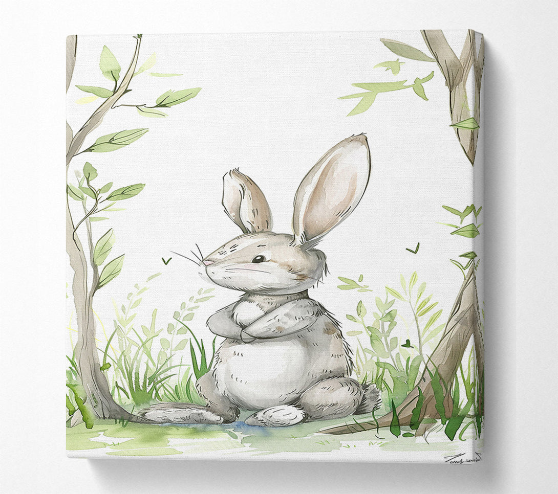  A Canvas Print of Grey Bunny In Woods Canvas Art