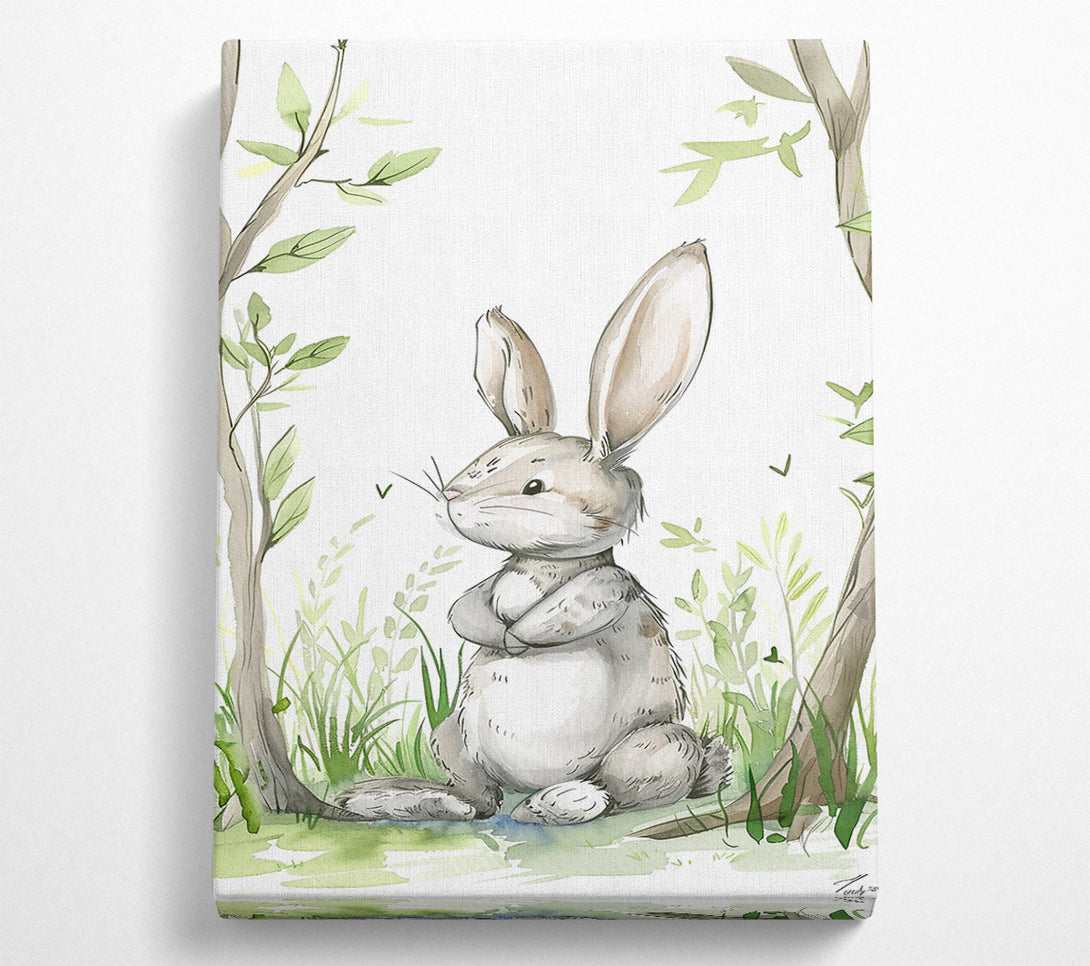 A Canvas Print of Grey Bunny In Woods Canvas Art