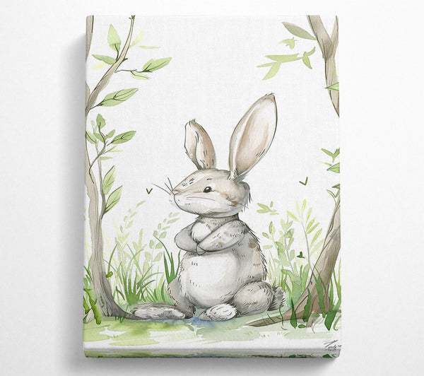  A Canvas Print of Grey Bunny In Woods Canvas Art