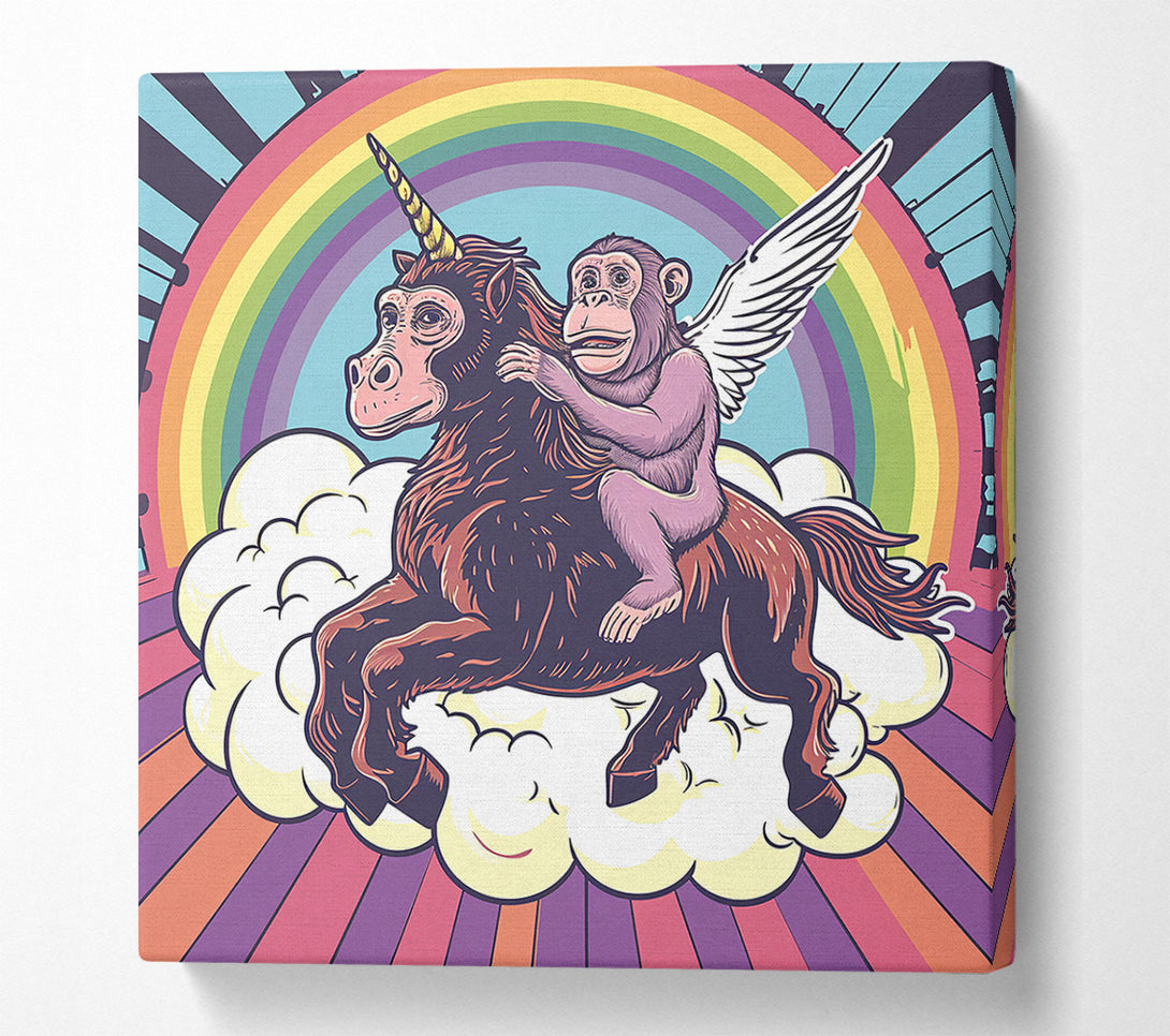  A Canvas Print of Chimp Unicorn Canvas Wall Art
